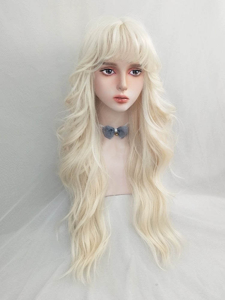 Blonde wavy long curly wig HA2380