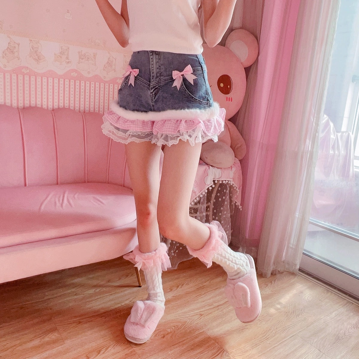 Bow denim shorts HA2383