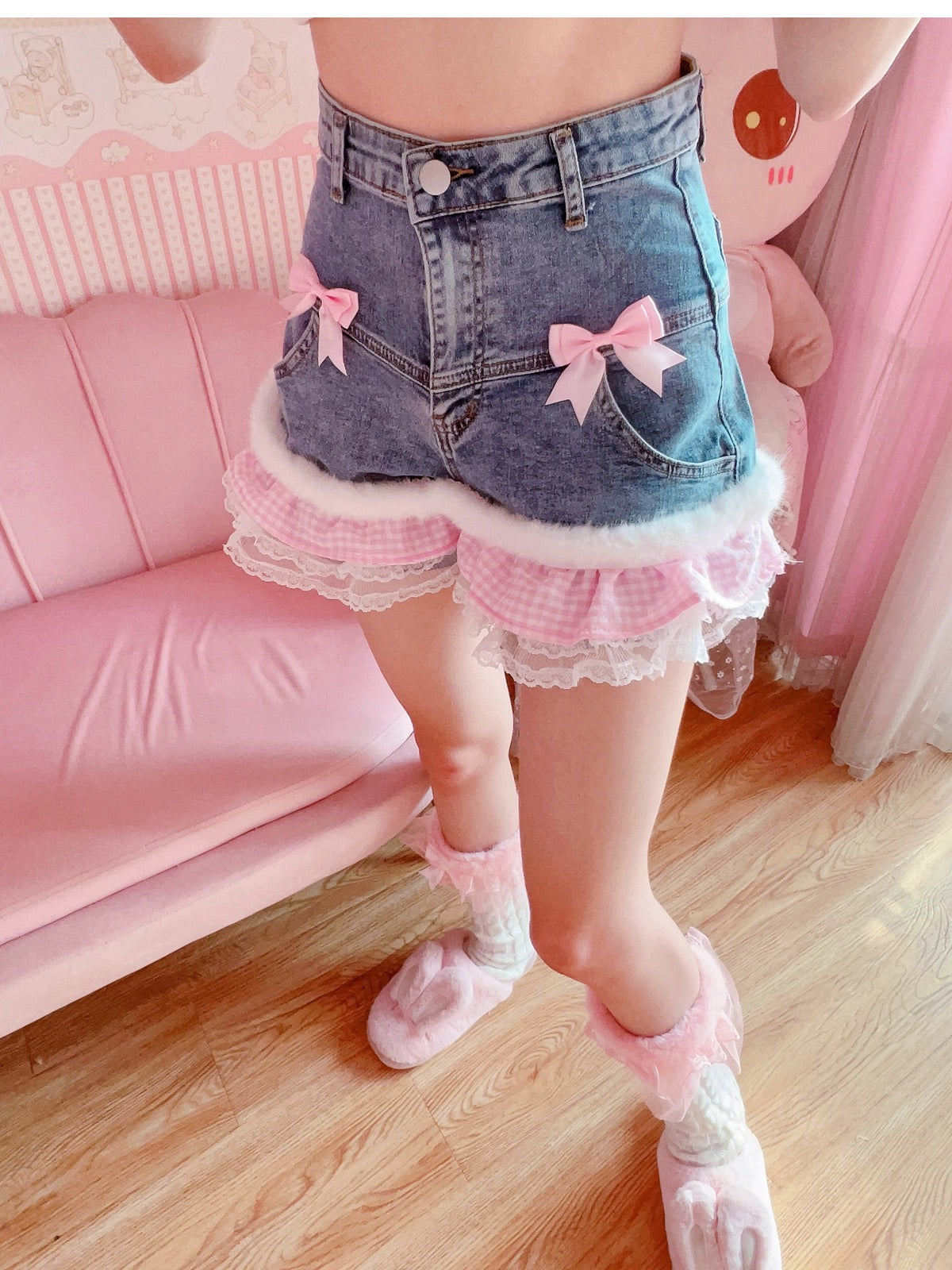 Bow denim shorts HA2383