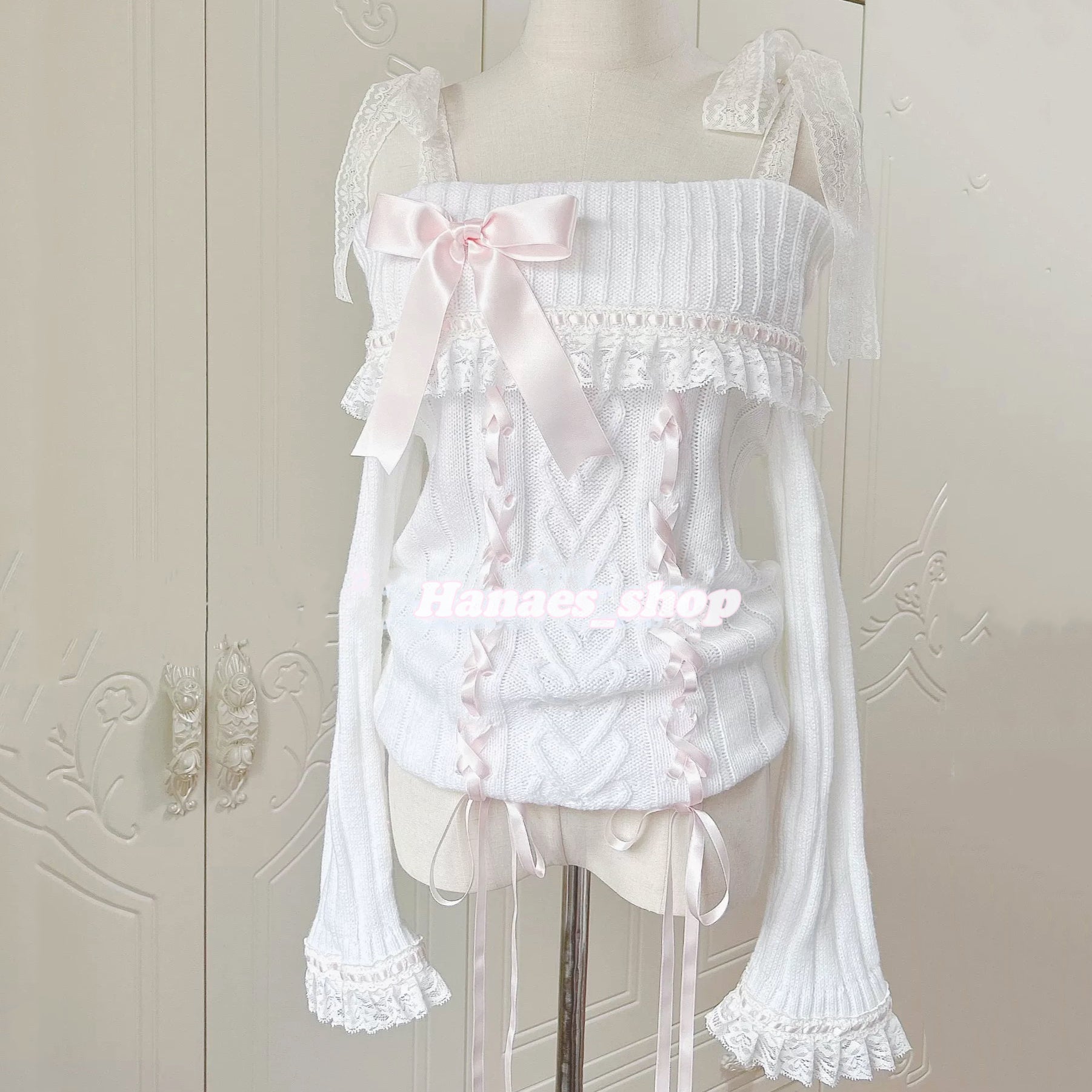 Sweet bow one-shoulder sweater HA2396