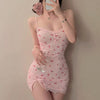 Pink cherry suspender dress HA2687