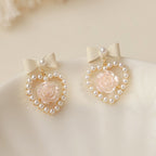 Pearl bow earrings   HA1797