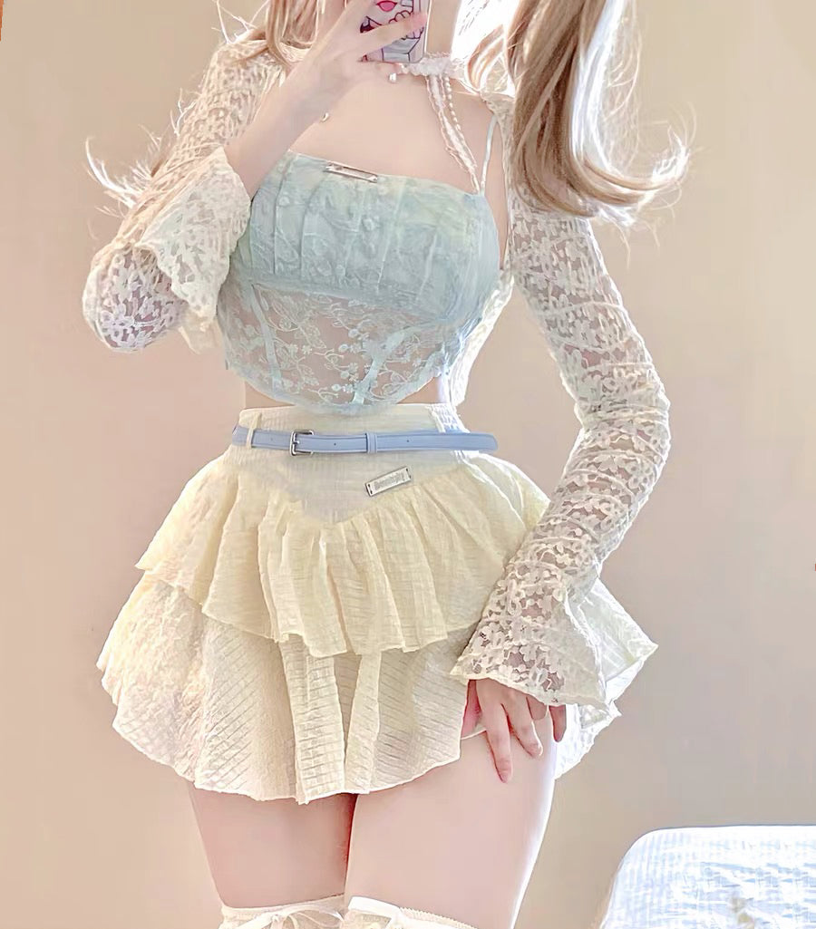 Sweet cake skirt three-piece suit HA2223
