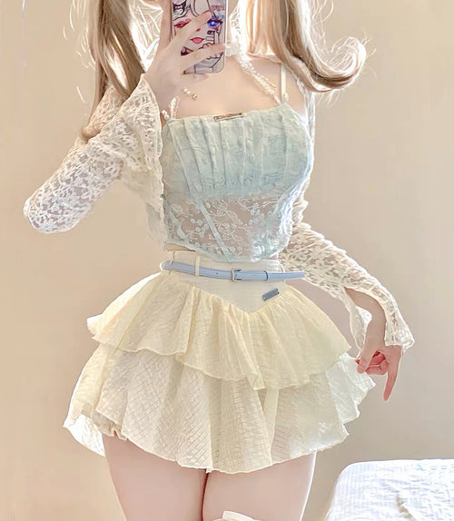 Sweet cake skirt three-piece suit HA2223