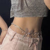 Rhinestone bow waist chain HA2519