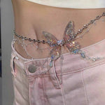 Rhinestone bow waist chain HA2519