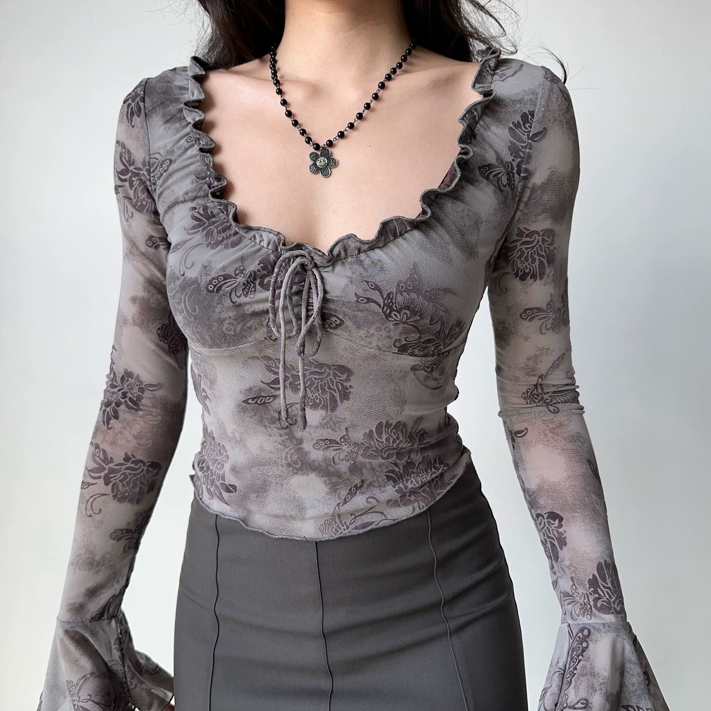 Bell Sleeve Slim Fit Top HA29699