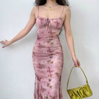 Vintage Butterfly Print Slip Dress HA29700