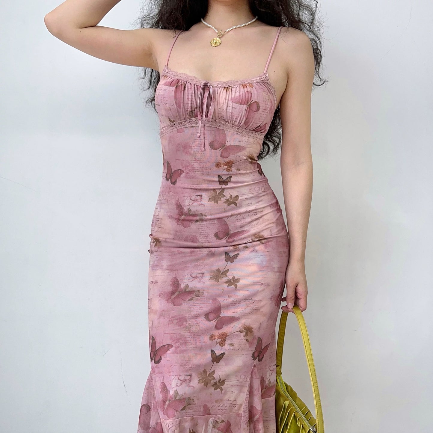 Vintage Butterfly Print Slip Dress HA29700