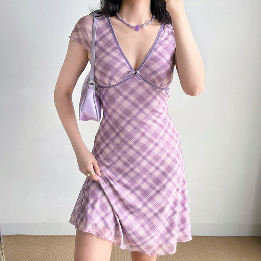 Plaid Mesh Dress HA29702