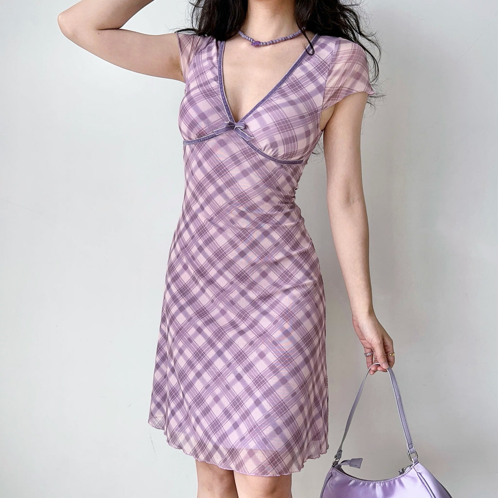 Plaid Mesh Dress HA29702