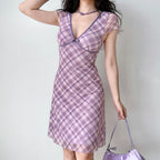 Plaid Mesh Dress HA29702