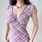 Plaid Mesh Dress HA29702