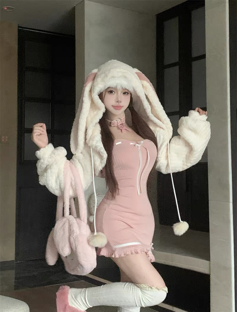 Pink rabbit ears suit HA2237