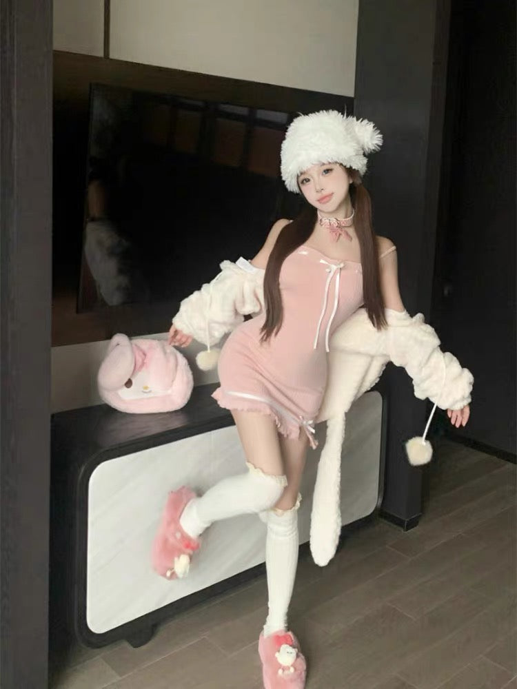 Pink rabbit ears suit HA2237