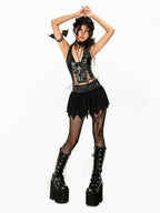 Punk PU Halter Top HA29714