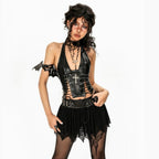 Punk PU Halter Top HA29714