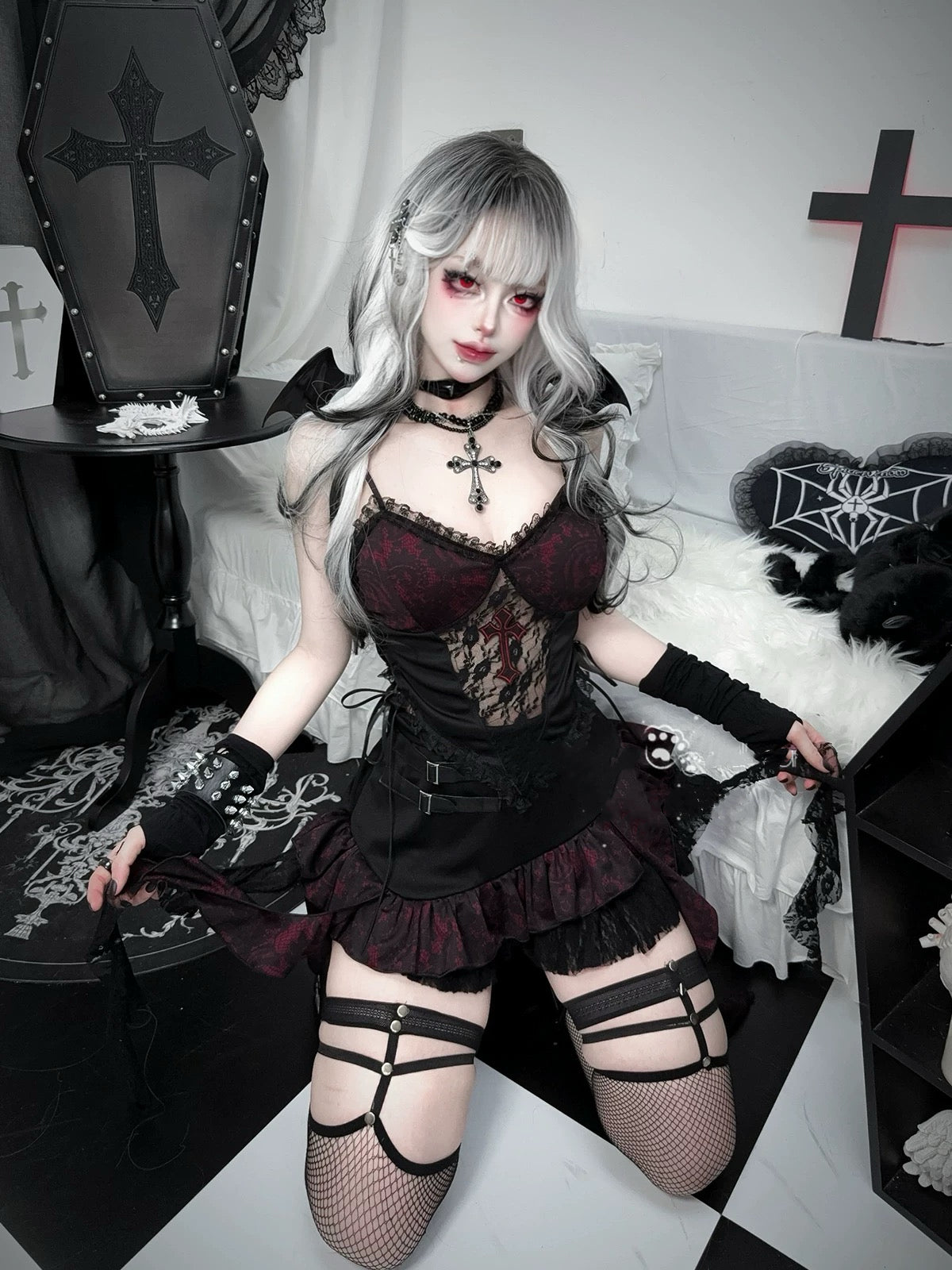 Dark Gothic Vest Short Set HA29718