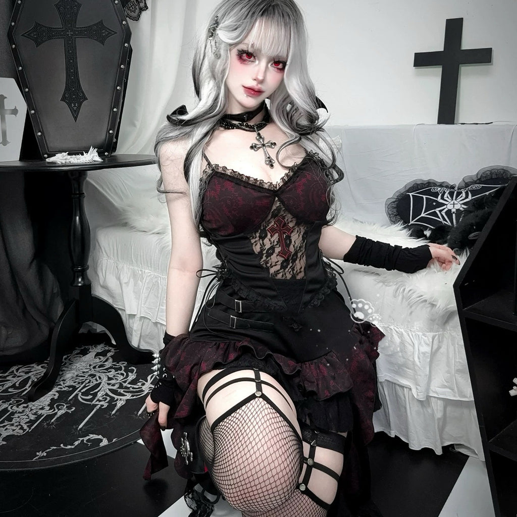 Dark Gothic Vest Short Set HA29718