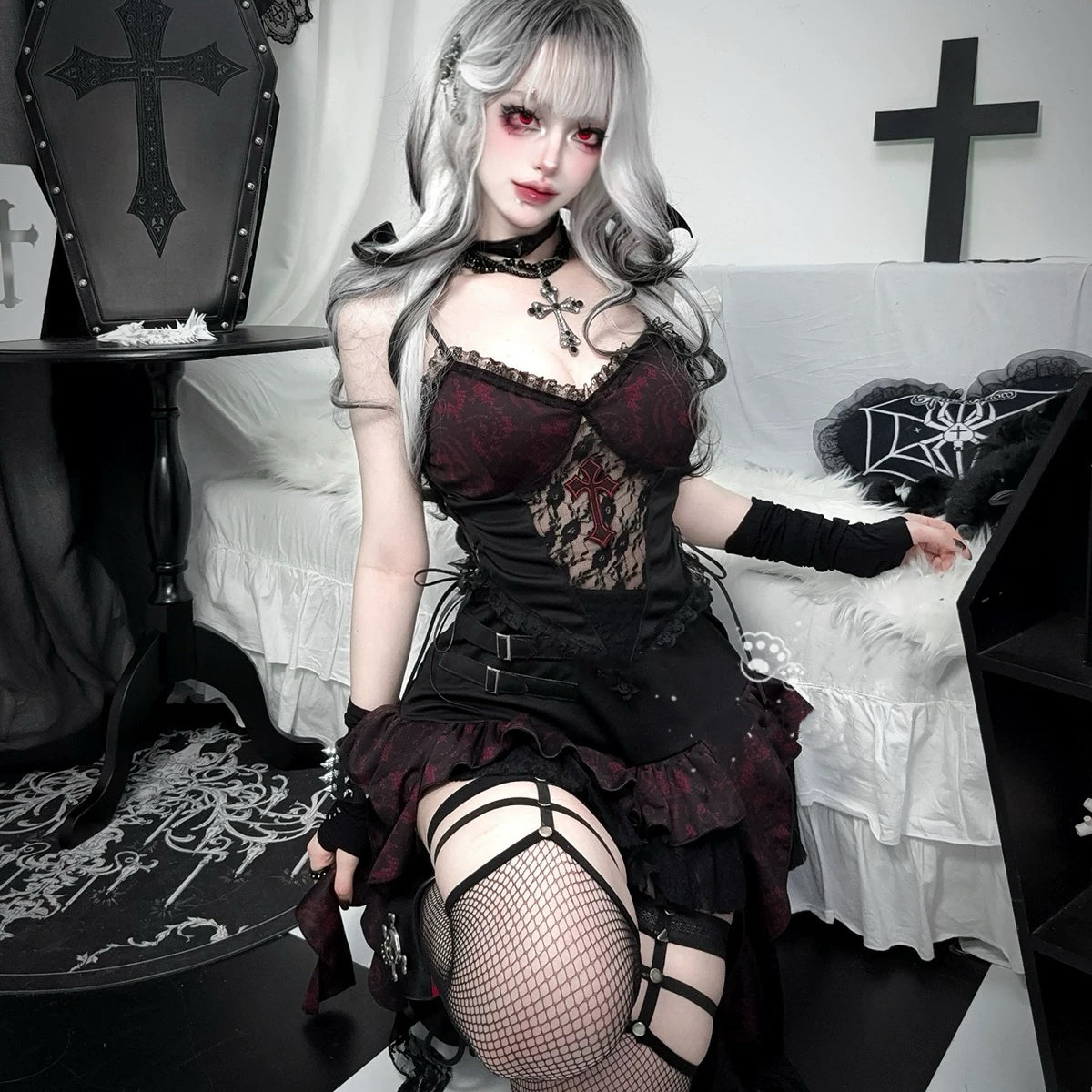 Dark Gothic Vest Short Set HA29718