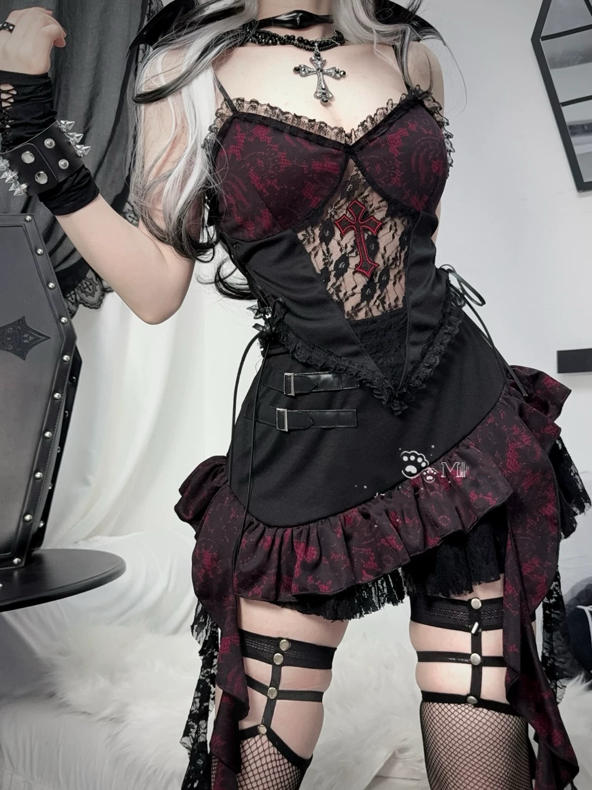 Dark Gothic Vest Short Set HA29718
