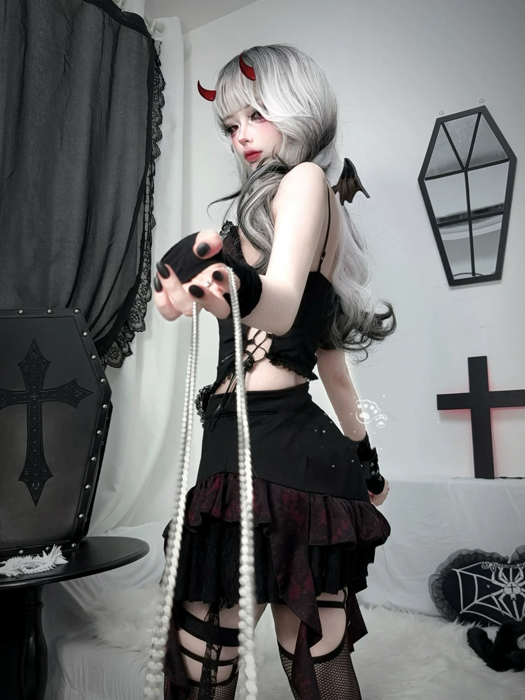Dark Gothic Vest Short Set HA29718