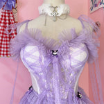 Purple lace vest suspender skirt HA2701