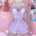 Purple lace vest suspender skirt HA2701