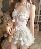 Floral halter neck suspenders HA29739