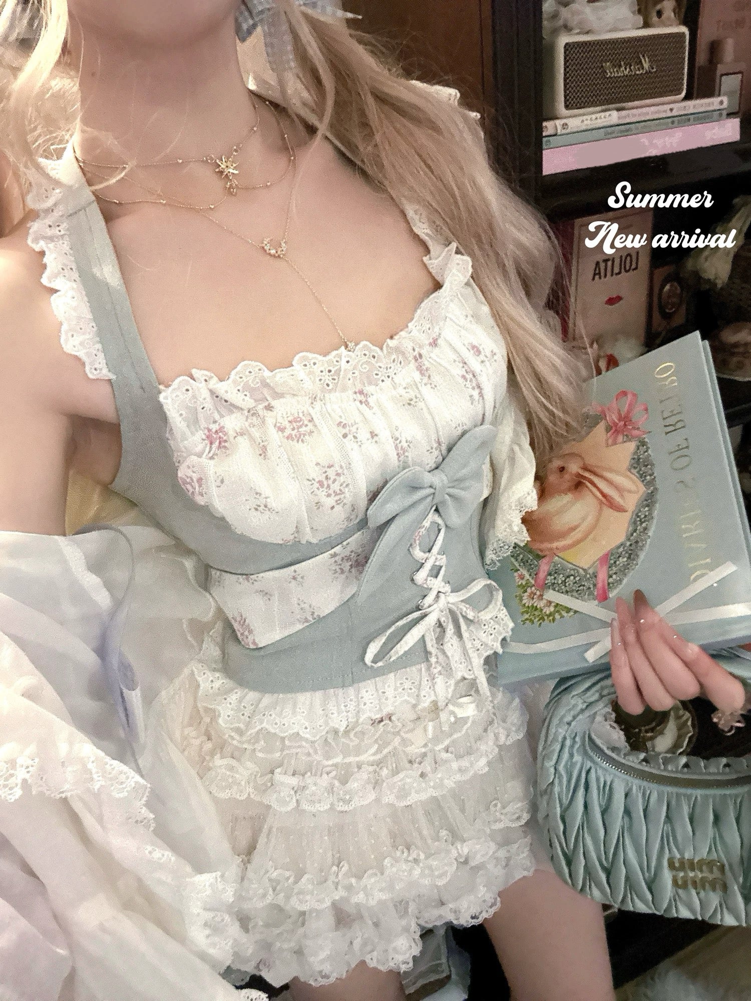 Floral halter neck suspenders HA29739