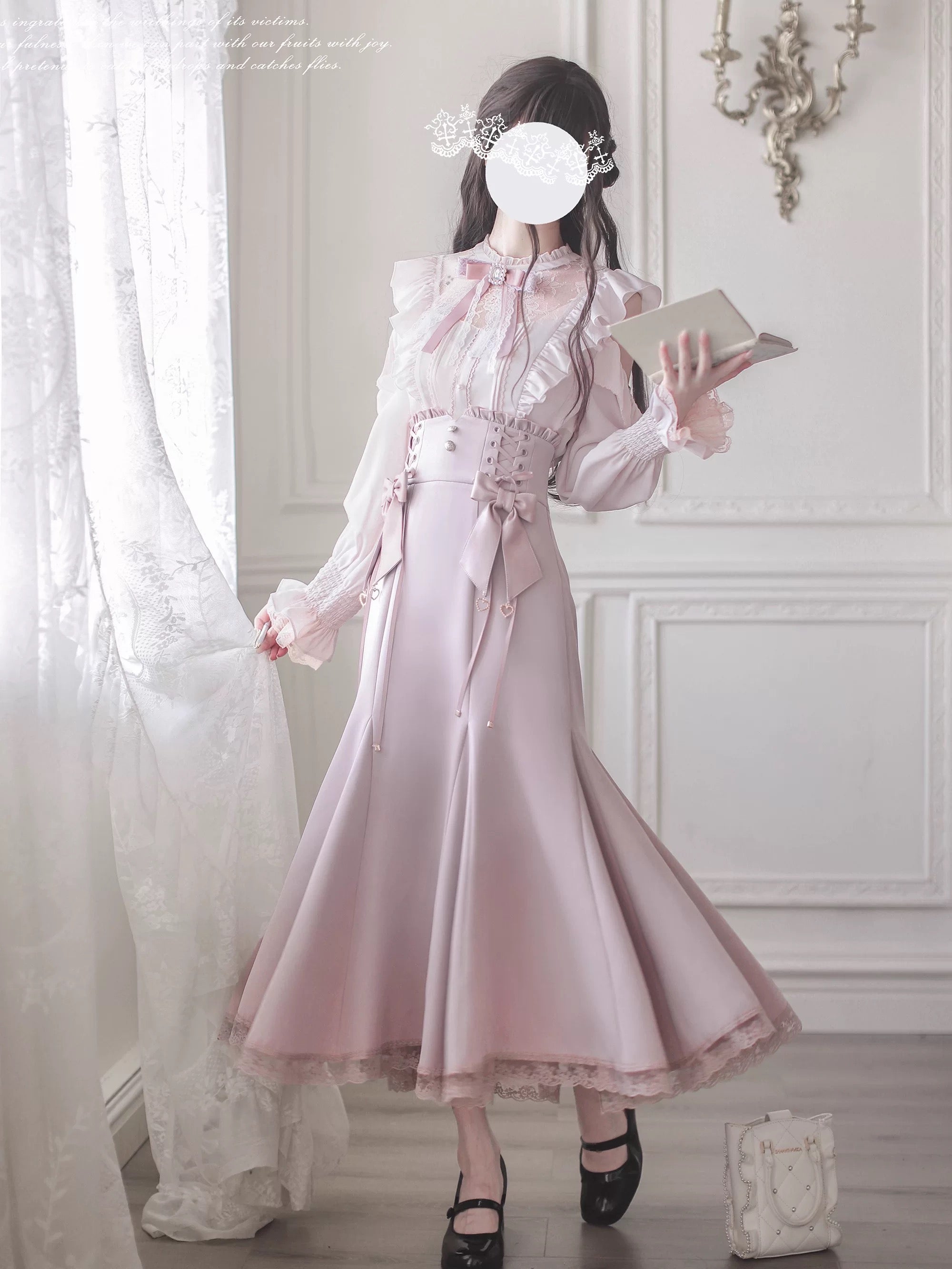 Sweet Pink and White Bow Set HA29744