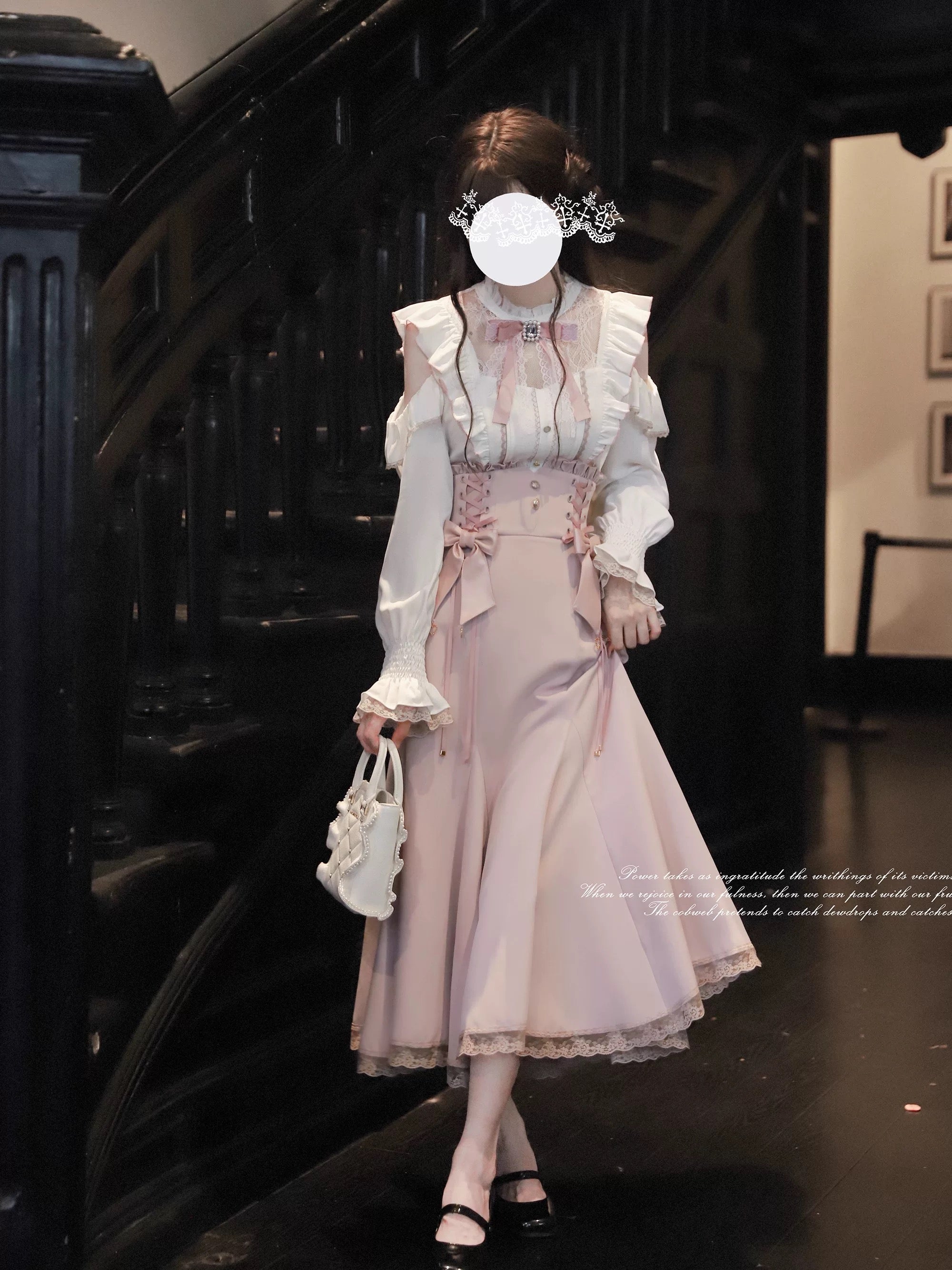 Sweet Pink and White Bow Set HA29744
