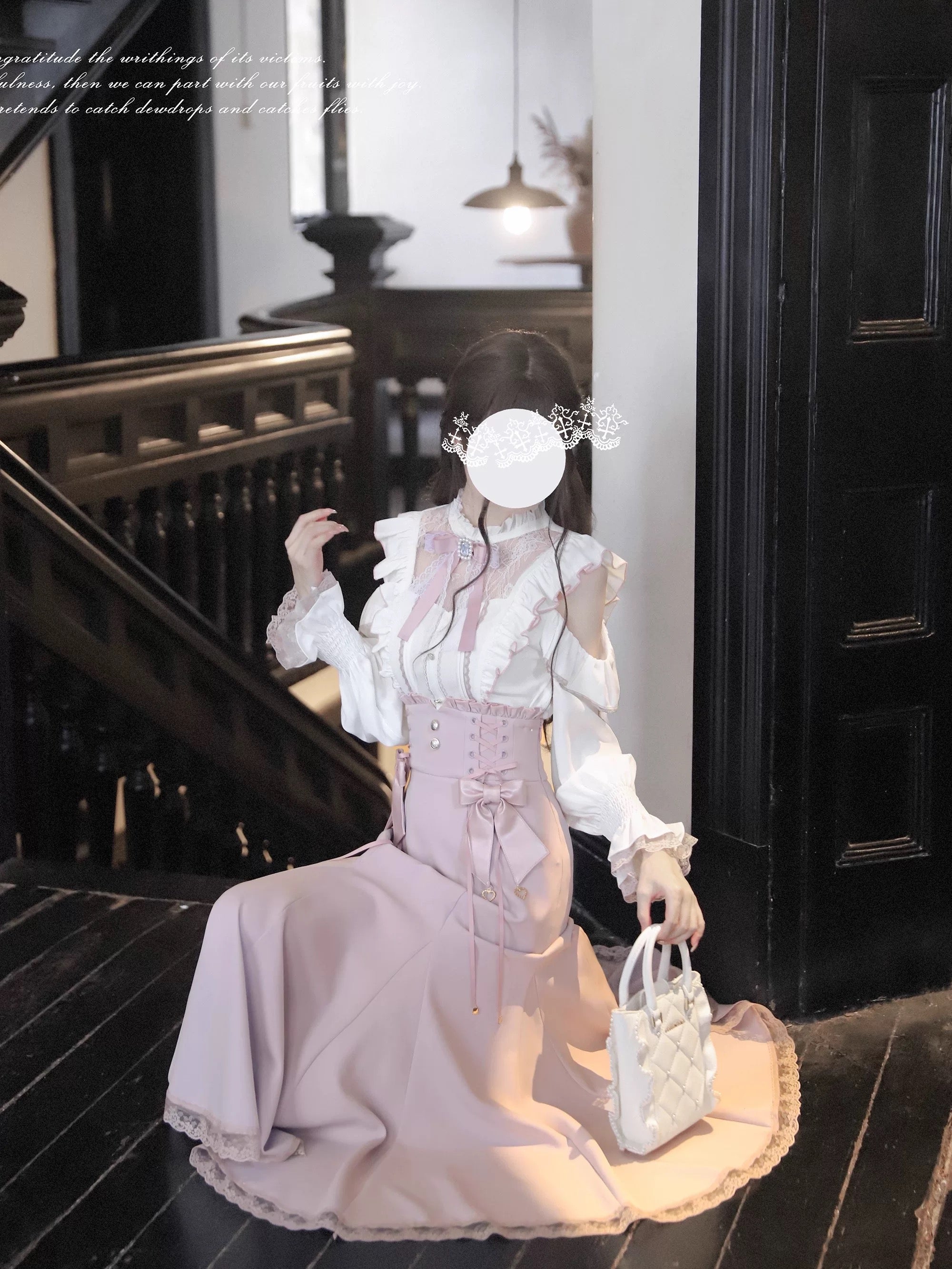 Sweet Pink and White Bow Set HA29744