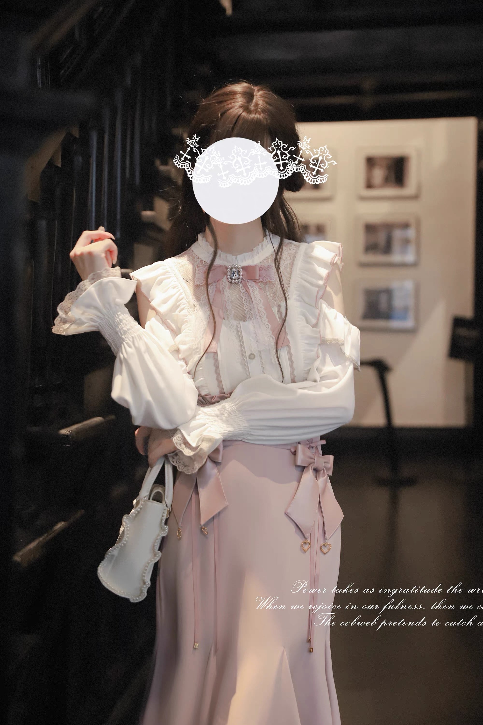 Sweet Pink and White Bow Set HA29744