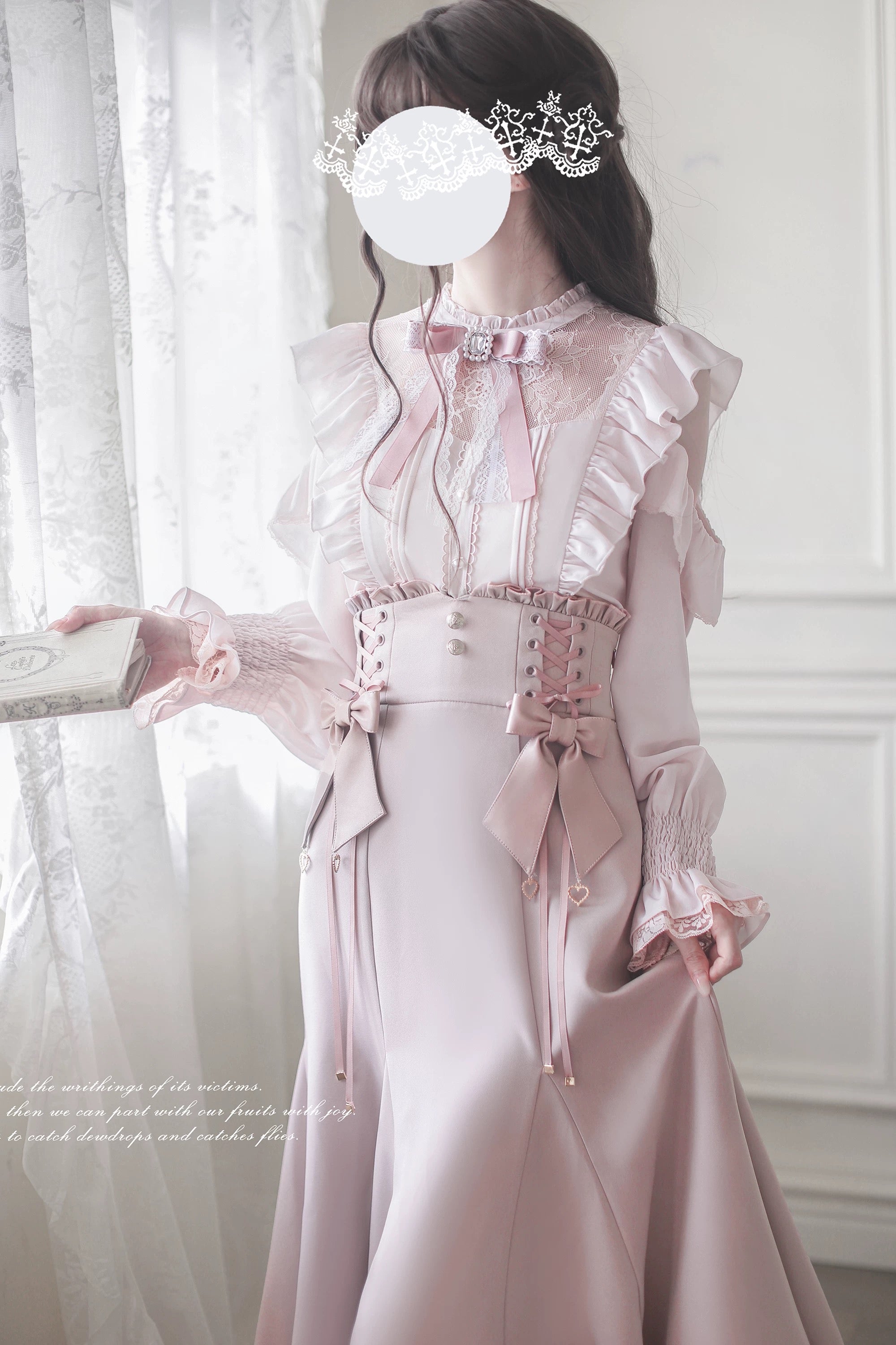 Sweet Pink and White Bow Set HA29744