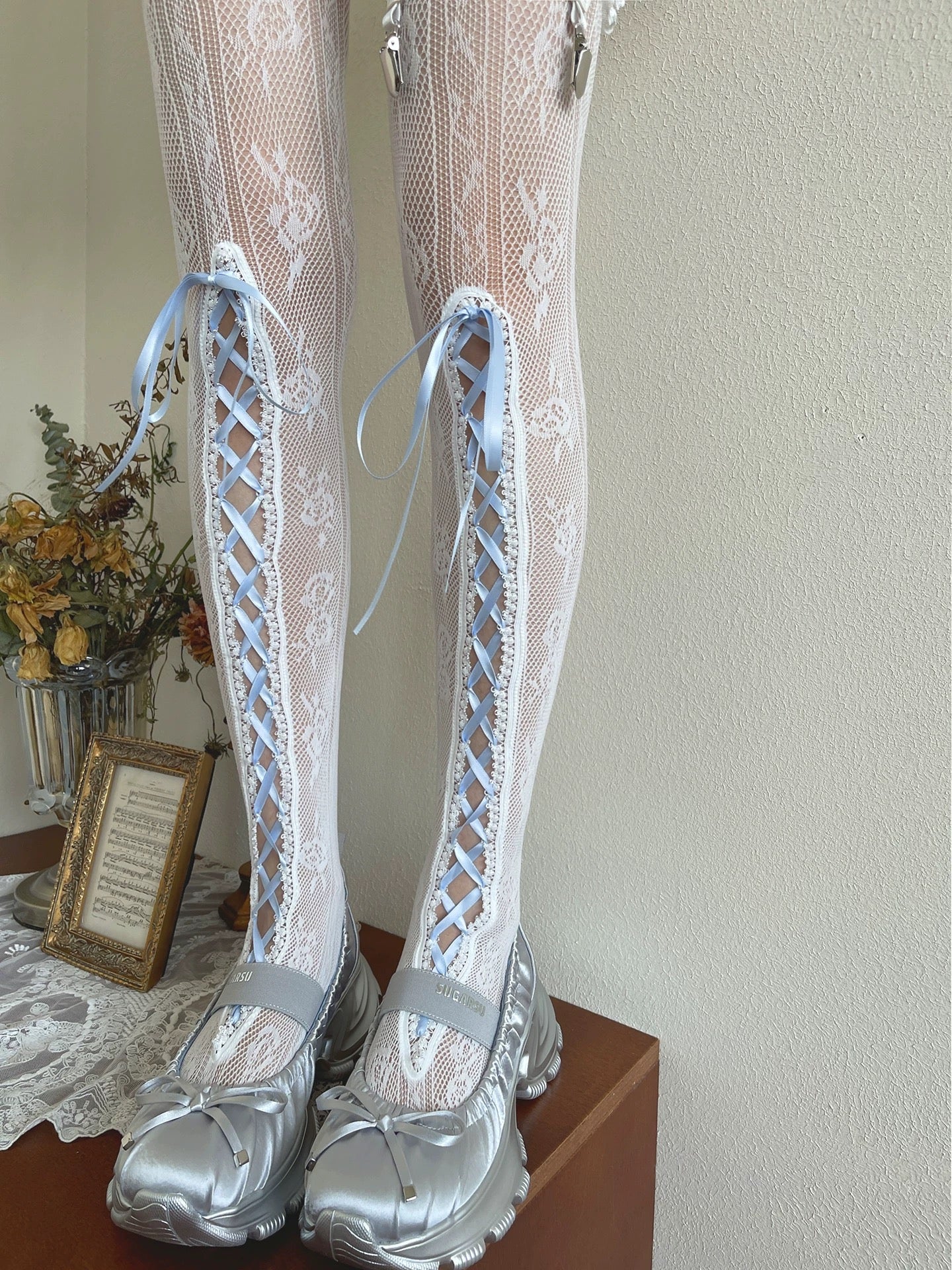 Ribbon lace socks HA29748