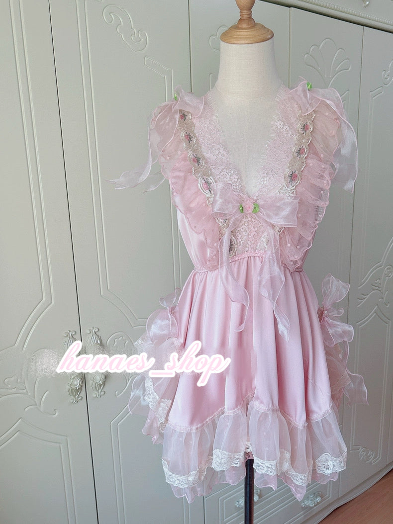 Pink lace bow dress HA29751
