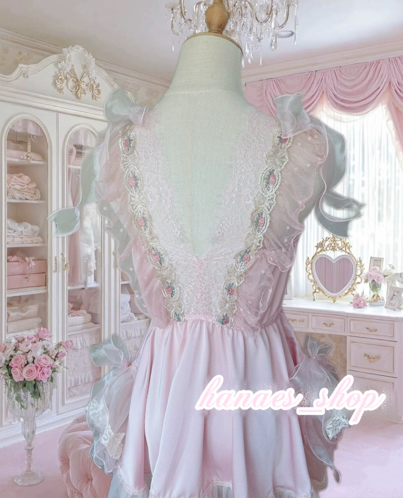 Pink lace bow dress HA29751