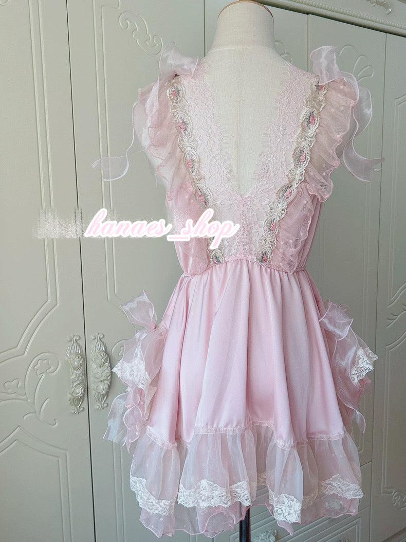 Pink lace bow dress HA29751