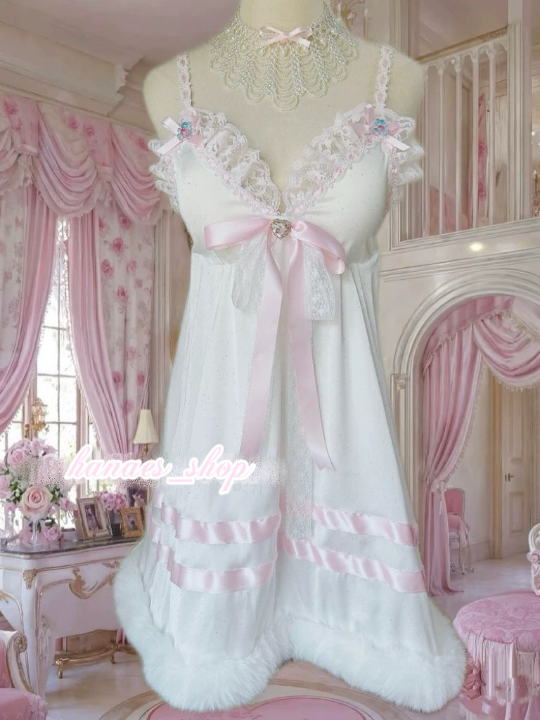 Sweet Lace Plush Trim Dress HA29753