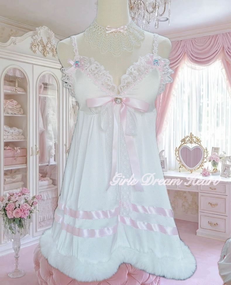 Sweet Lace Plush Trim Dress HA29753