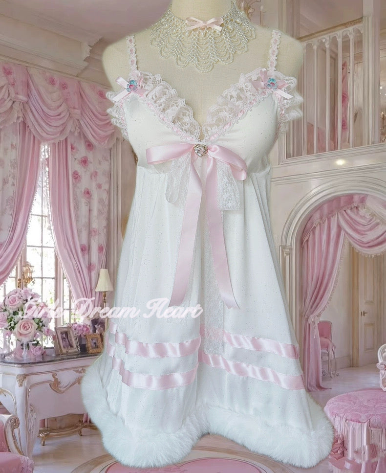Sweet Lace Plush Trim Dress HA29753