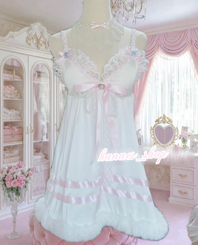 Sweet Lace Plush Trim Dress HA29753
