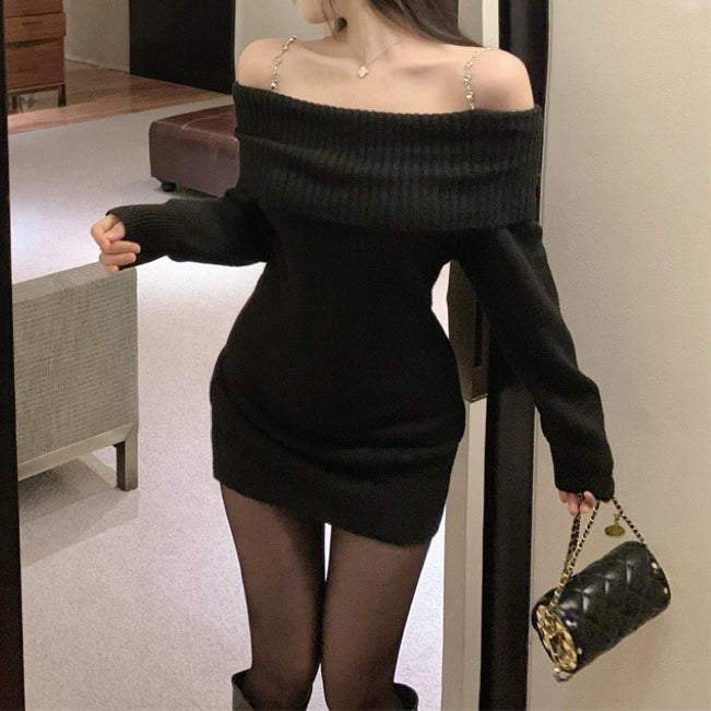 One shoulder knitted dress HA2248