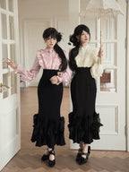 Gentle fishtail skirt suit  HA2976