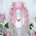 Pink gradient long curly wig HA2402