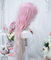 Pink gradient long curly wig HA2402