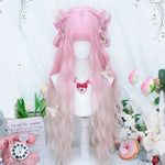 Pink gradient long curly wig HA2402