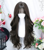Brown long curly wig HA2407