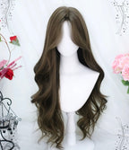 Brown long curly wig HA2407